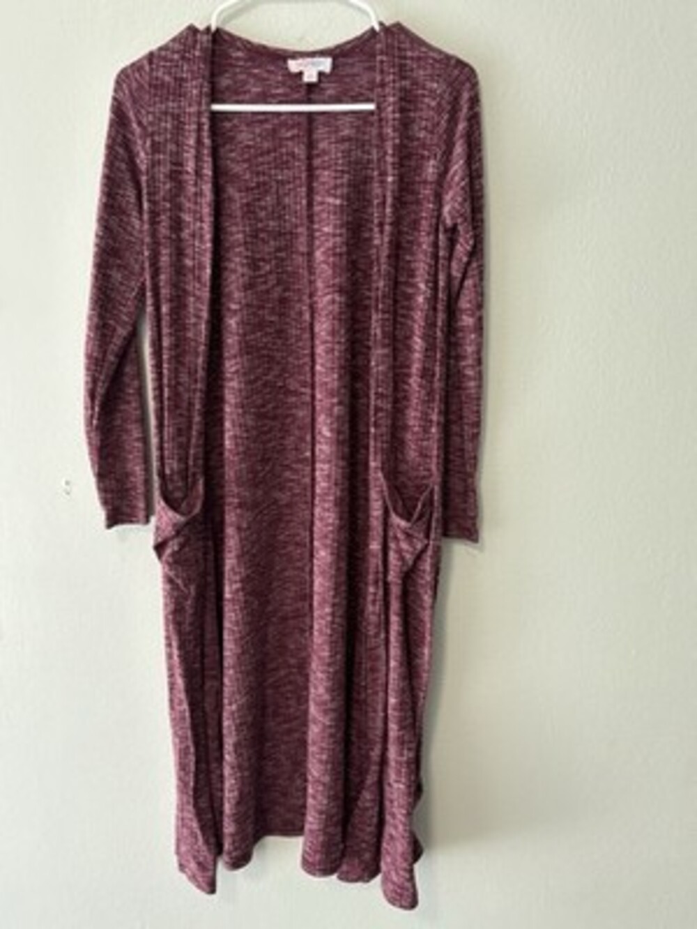 LuLaRoe XS Burgundy Knit Long Sleeve Open Cardigan Sweater with Pockets